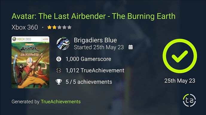 Avatat The Last Air Bender TBE Completion