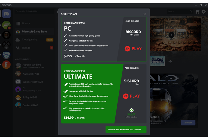 Xbox Game Pass Plan Selector