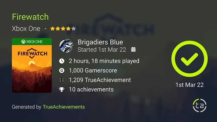 Firewatch Completion